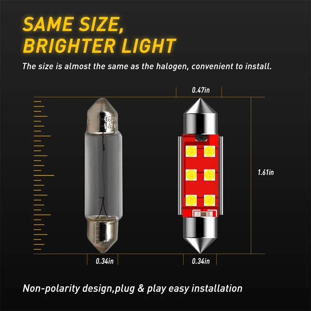 Set of 4 LED 6SMD Dome Map Light Bulbs for Various Vehicles
