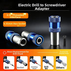 Chrome 3/8 Hex Shank Quick Release Drill to Screwdriver Adapter