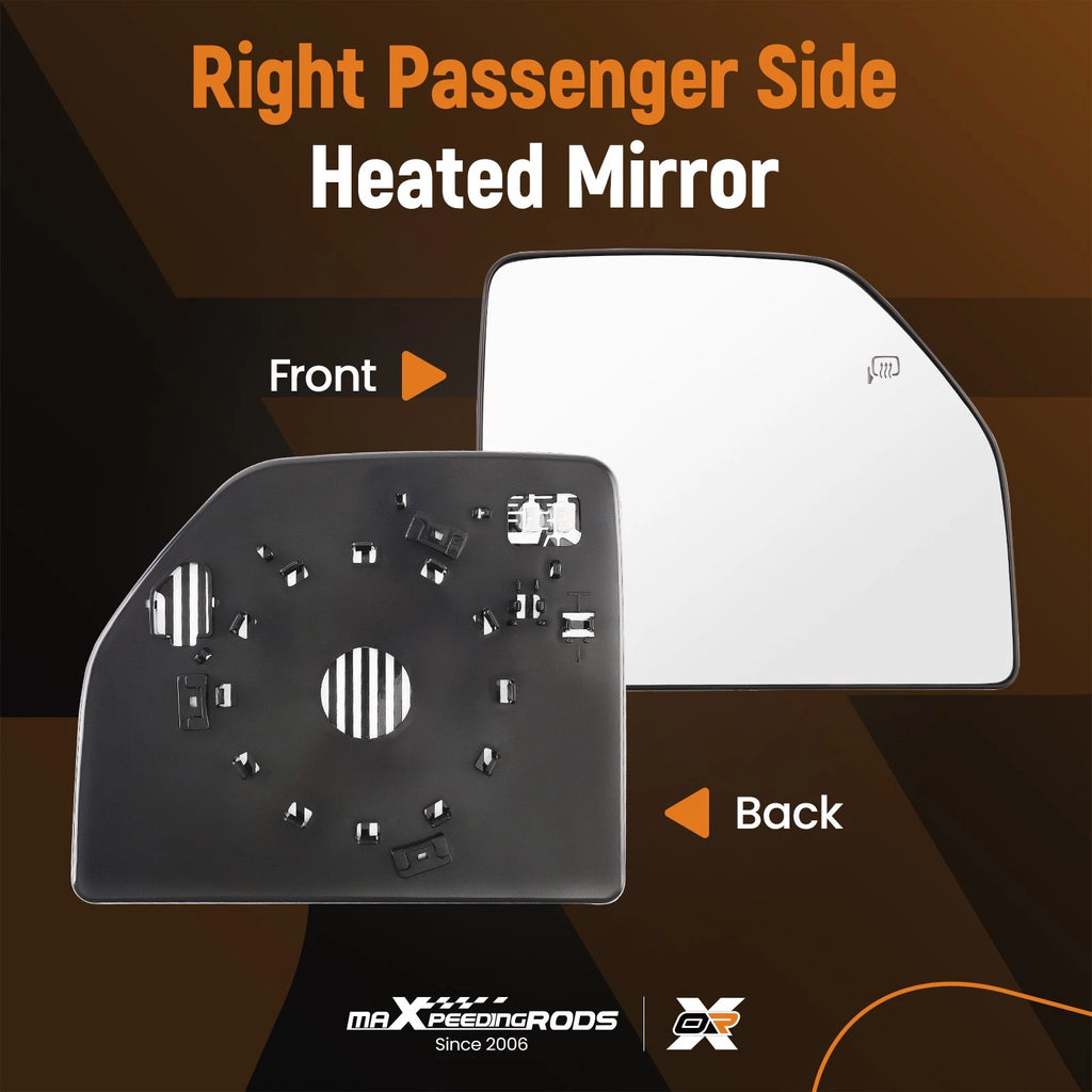 Heated Mirror Glass Upper Passenger Side Right for Ford F250 F350 F450 F550 (2017–2022)