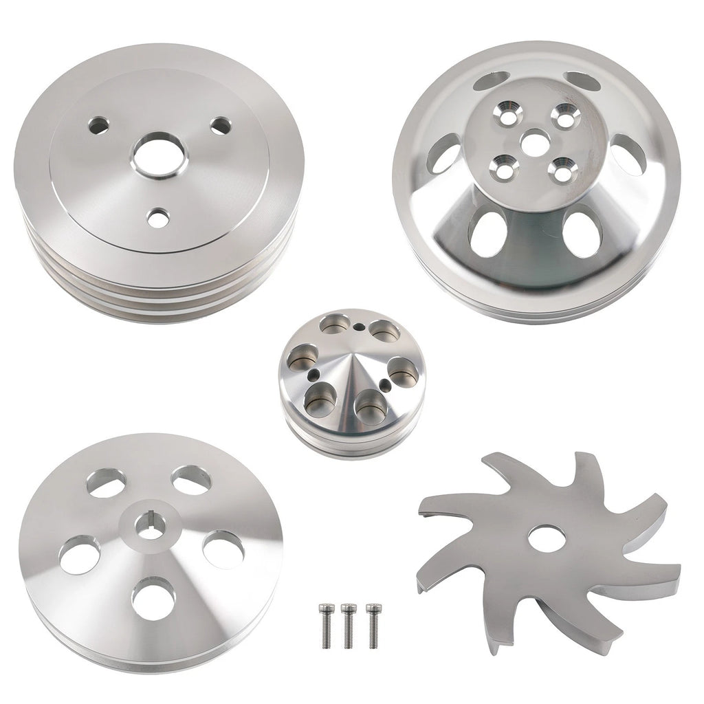 Crankshaft Pulley Kit for Chevy Small Block 283-350 (Aluminum, Triple Groove)