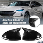 Pair Rearview Mirror Cover Overlay Gloss Black for Hyundai Sonata (2020–2023)