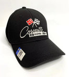 Black Flexfit Hat Cap with Chevy Corvette C2 Logo for Chevrolet (1963–1967)