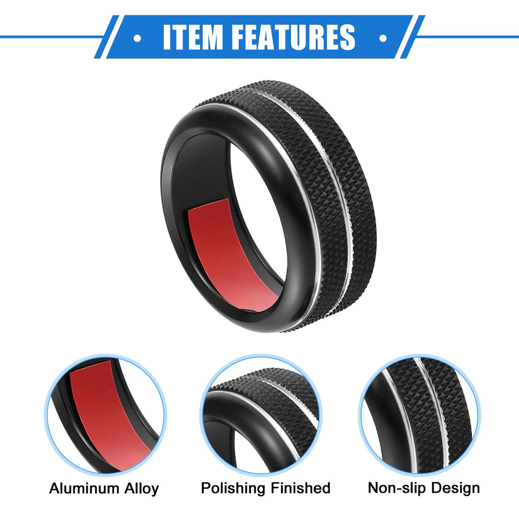 3 Pcs AC Climate Control Knob Rings for Chevrolet Corvette C6 (2005–2013) Black
