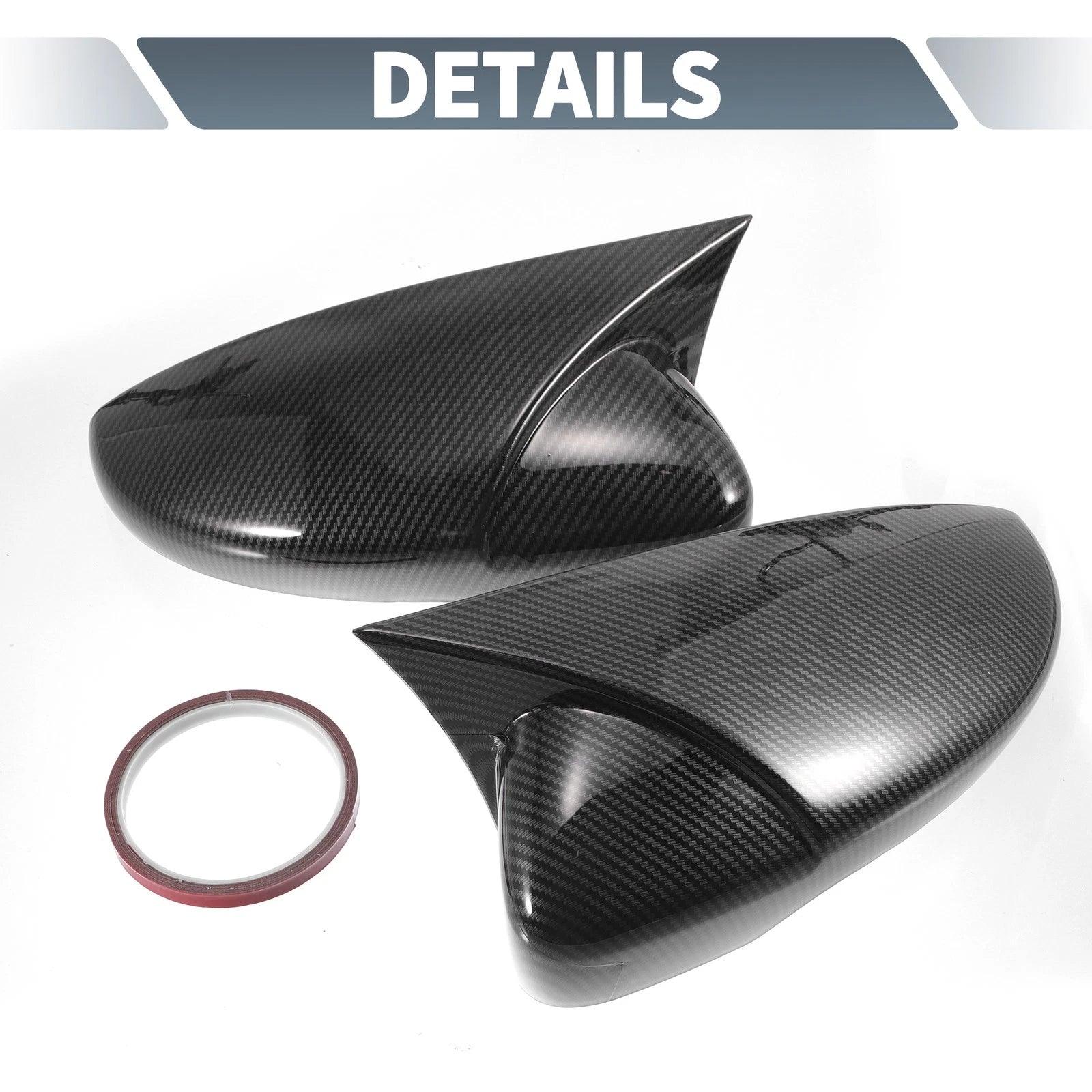 Pair Rearview Mirror Cover Overlay Black Carbon Fiber for Volkswagen Golf (2009–2013)