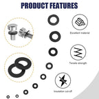 900PCS Black Flat Washers for Universal Applications (Nylon)