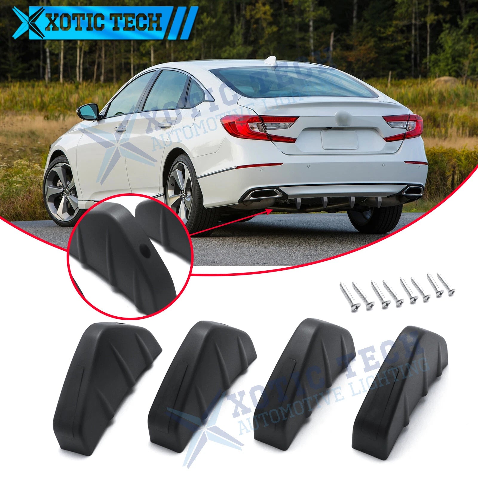 4X Rear Bumper Lip Shark Fin Diffuser Spoiler for Honda Accord Civic (2000–2021)