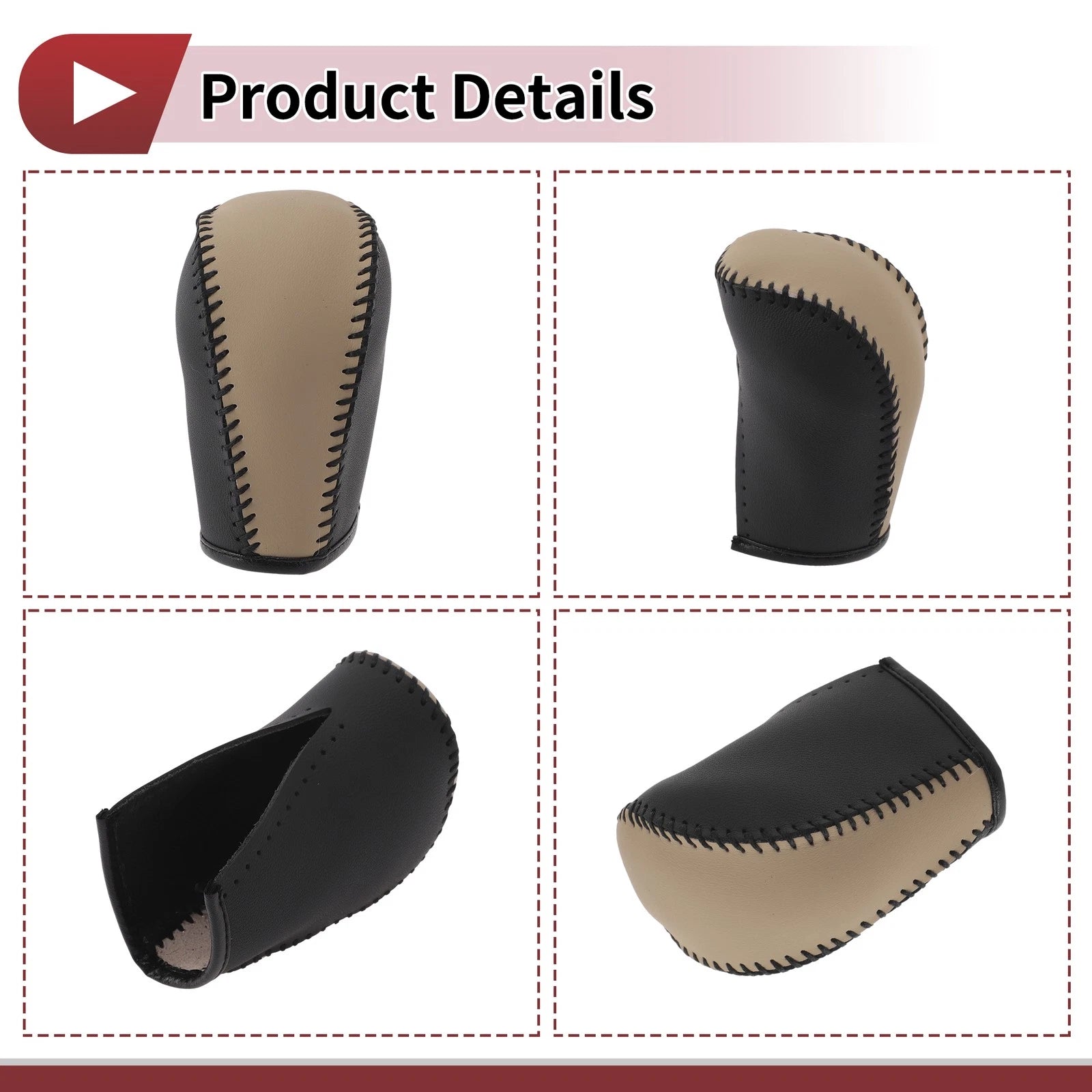 Gear Shift Knob Cover for Subaru Forester (2006–2012) Black Beige Faux Leather