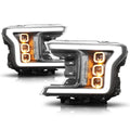 Sequential Square LED DRL Projector Headlights for Ford F150 (2018–2020)