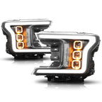 Sequential Square LED DRL Projector Headlights for Ford F150 (2018–2020)