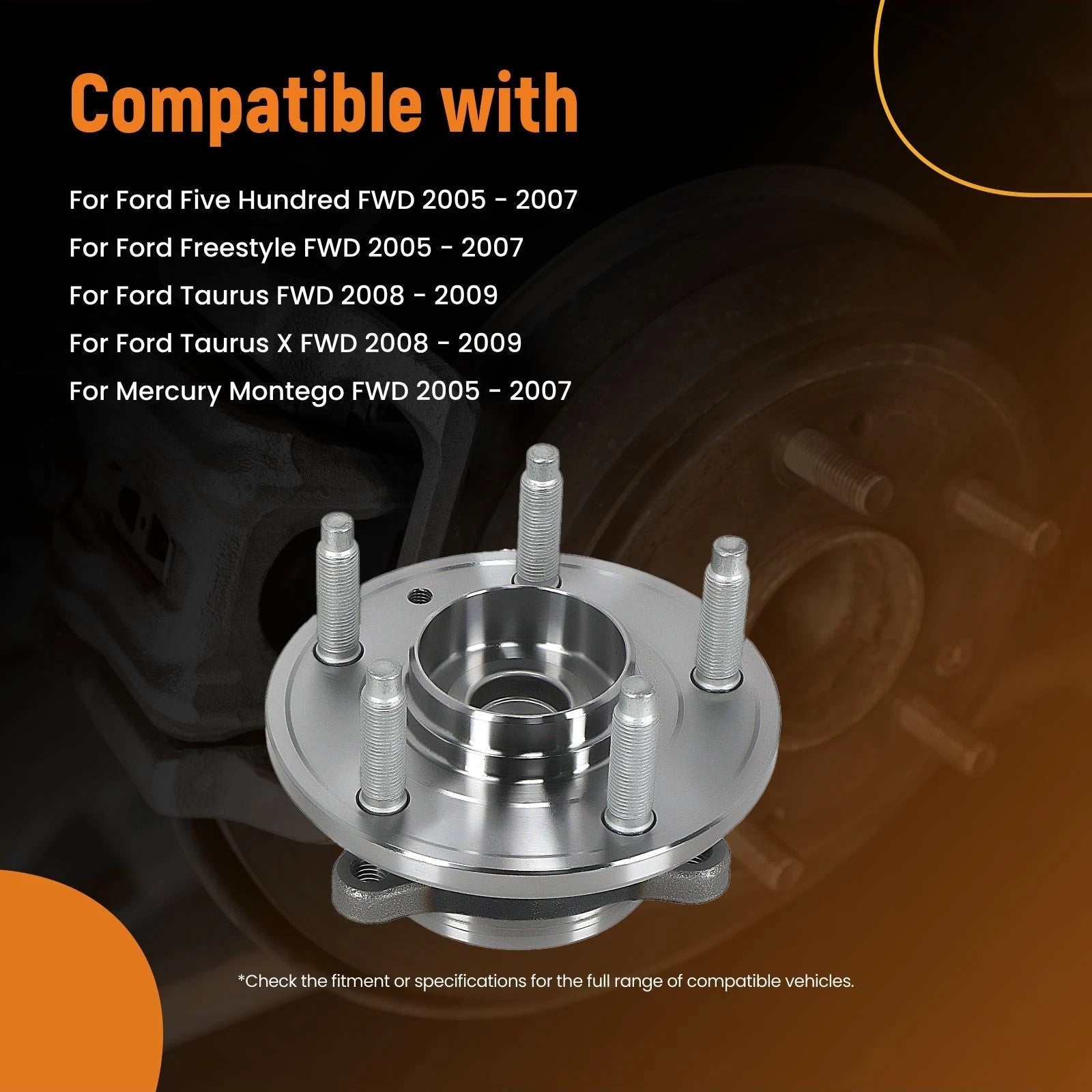 Rear LH RH Wheel Hub Assembly for Ford Five Hundred (2005–2007) 512299 5 Lug