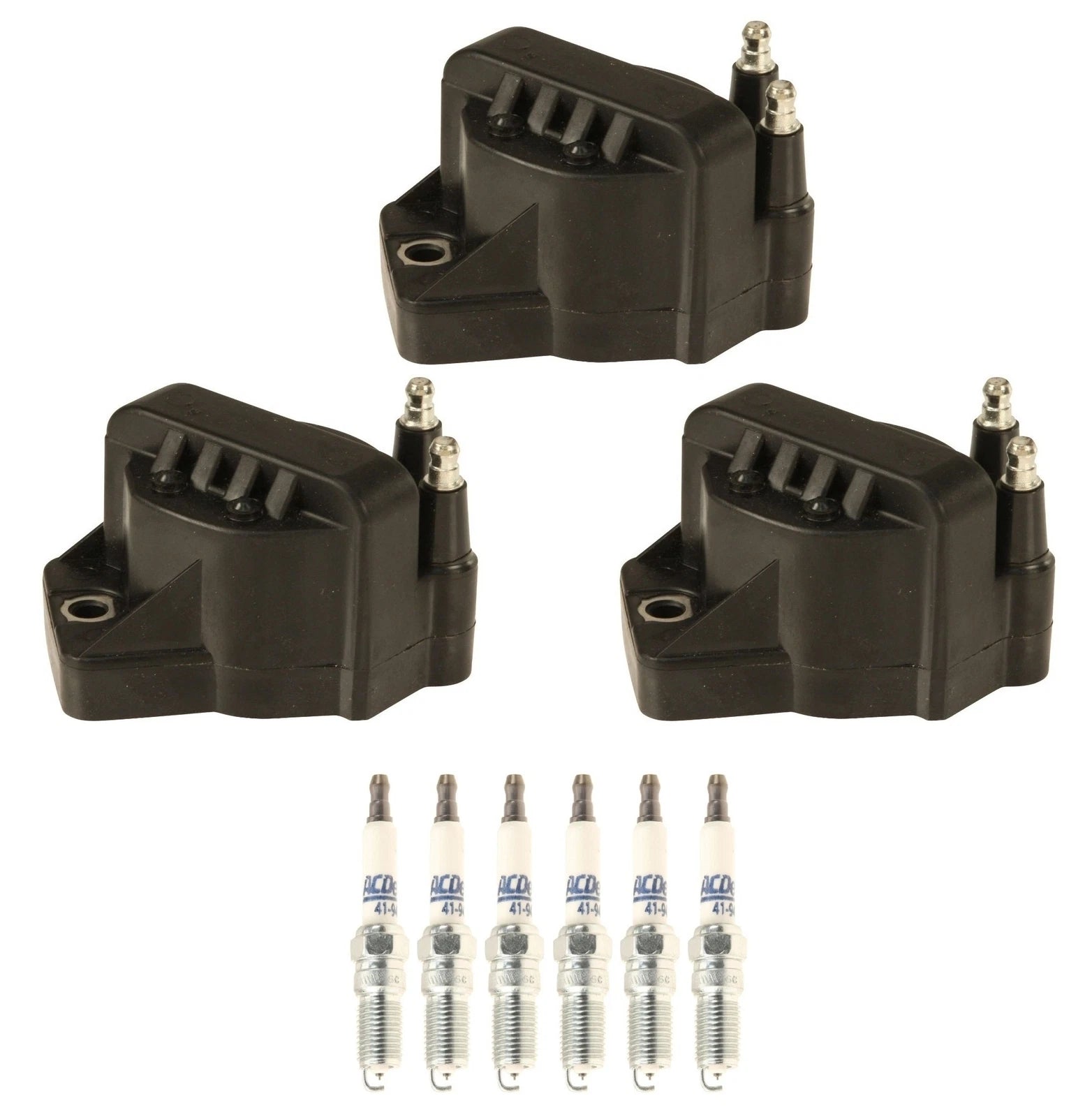 Set of 3 Ignition Coils & 6 Spark Plugs for Buick Chevy Olds Pontiac V6