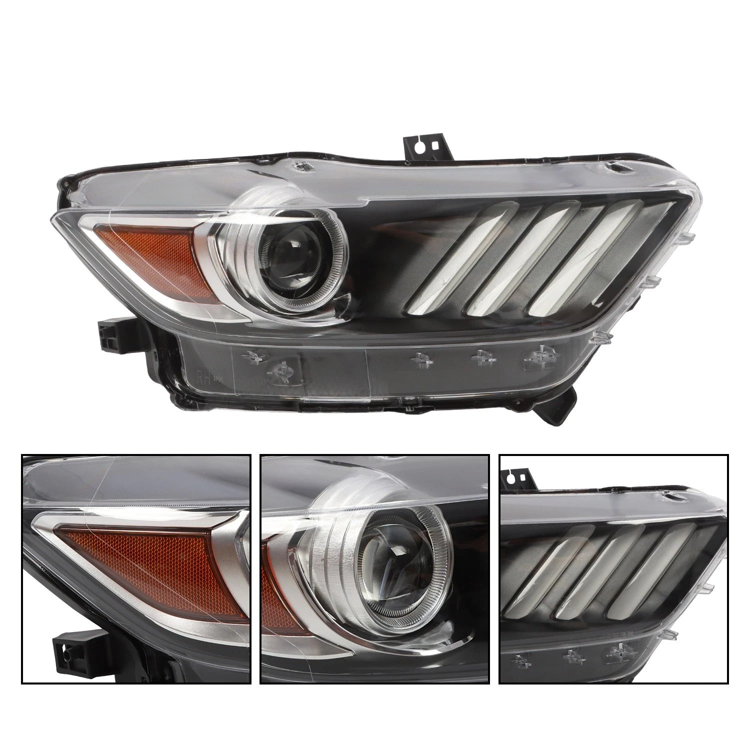 Right Passenger Side LED DRL Headlight Assembly for Ford Mustang (2015–2017)