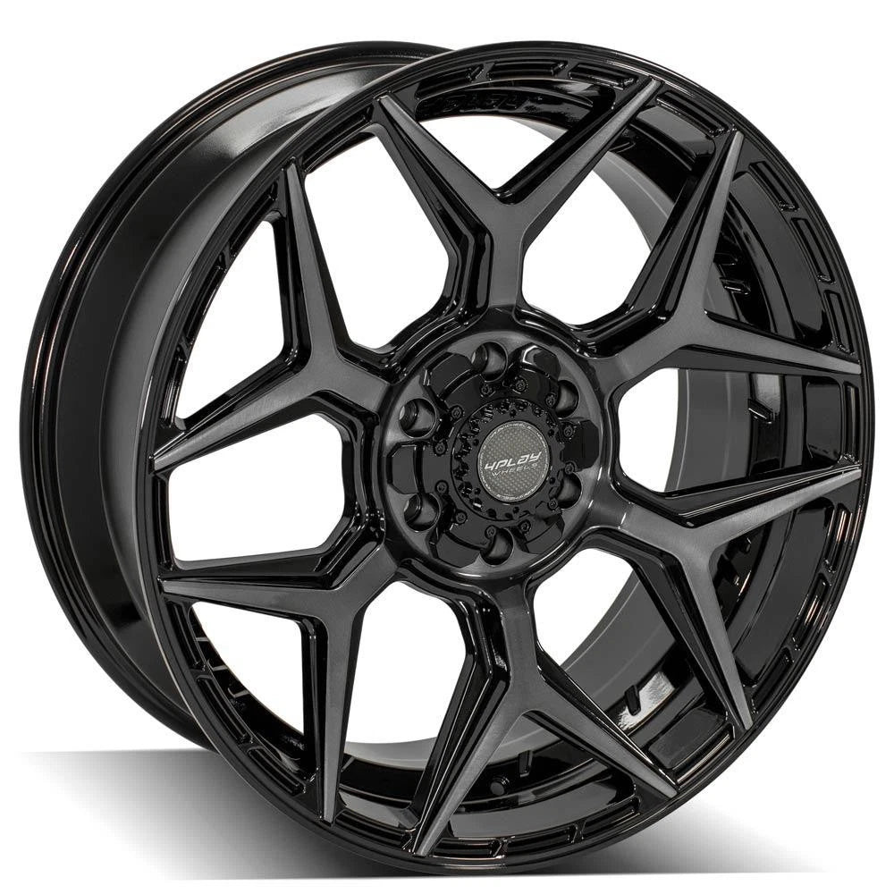 22" Gloss Black Wheel with Brushed Face for 2004-2012 Chevy Colorado
