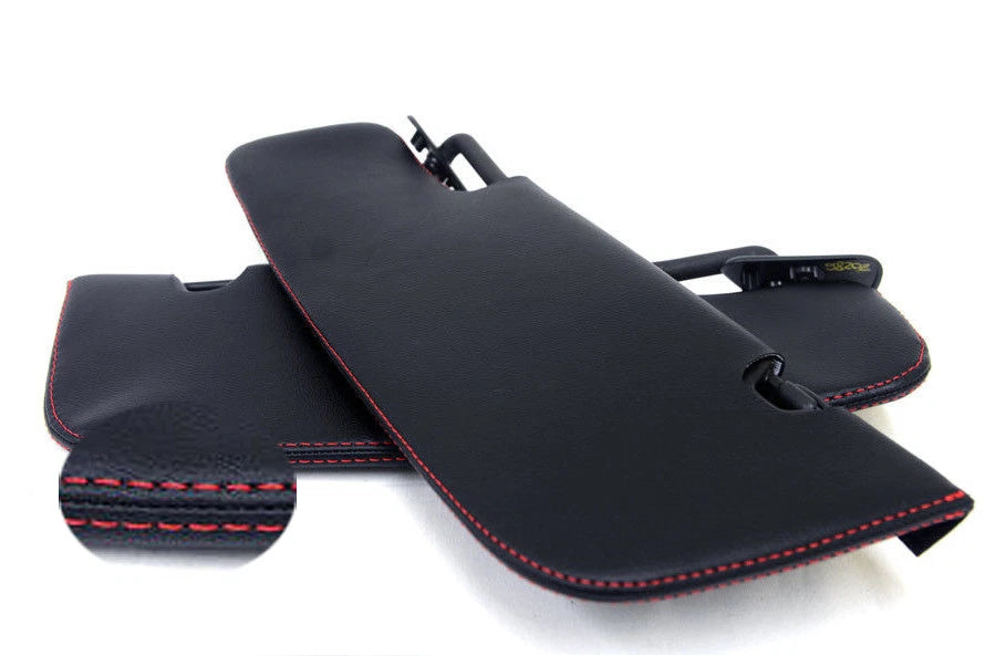 Sunvisor Covers for Ford Mustang (2005–2009) Red Stitch Leather Synthetic