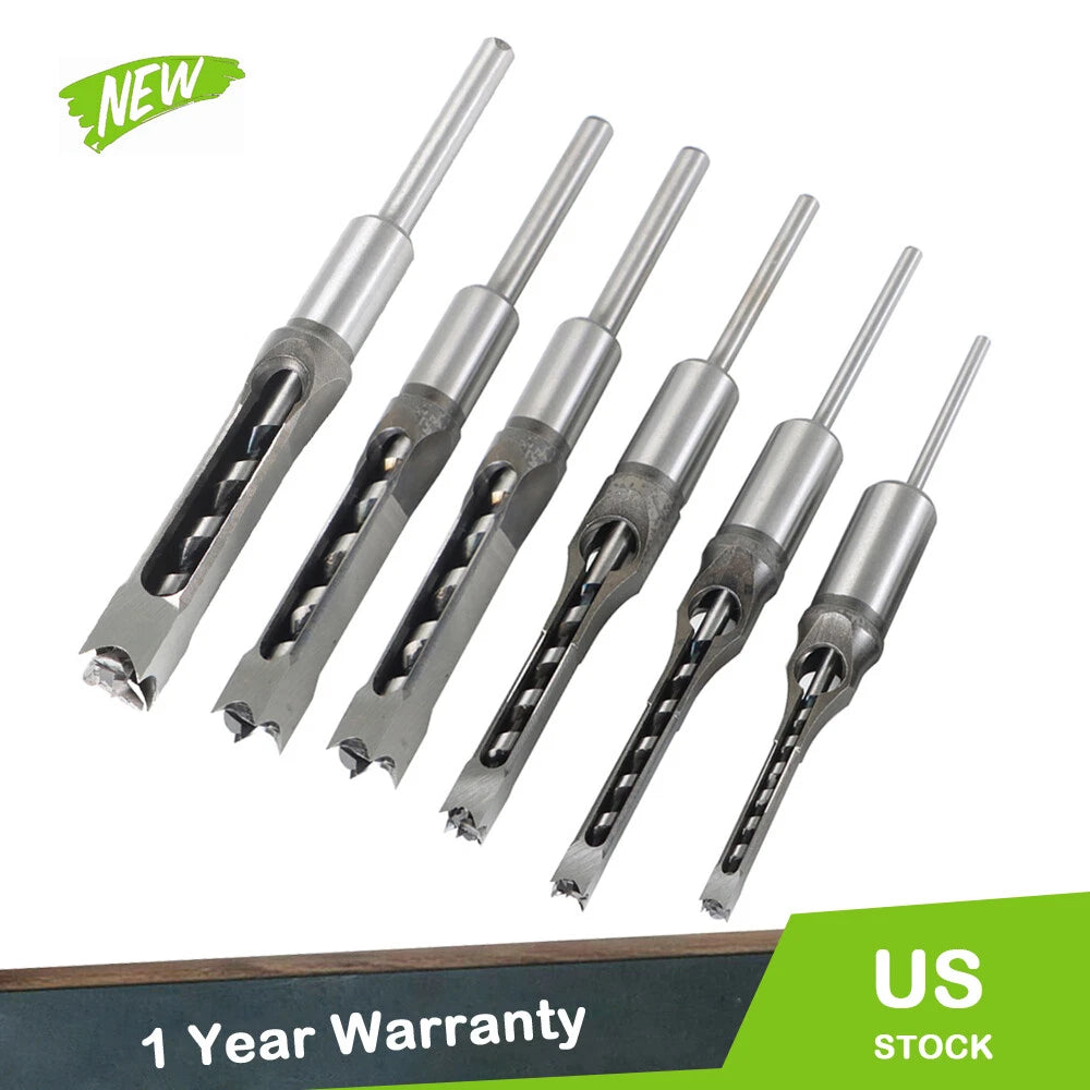 Set of 6 Square Hole Saw Drill Bits for Woodworking