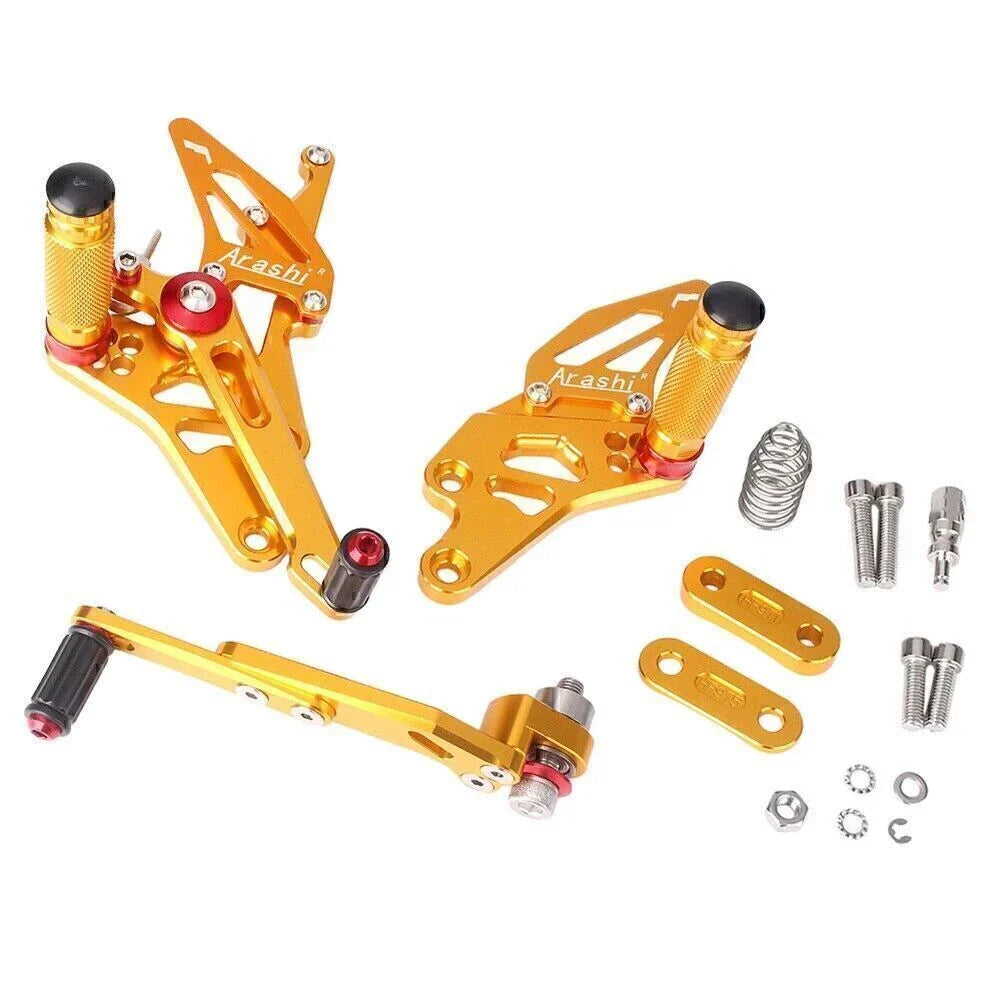 Adjustable Rearset Footpegs for Suzuki GSXR1000 (2009-2016) Gold