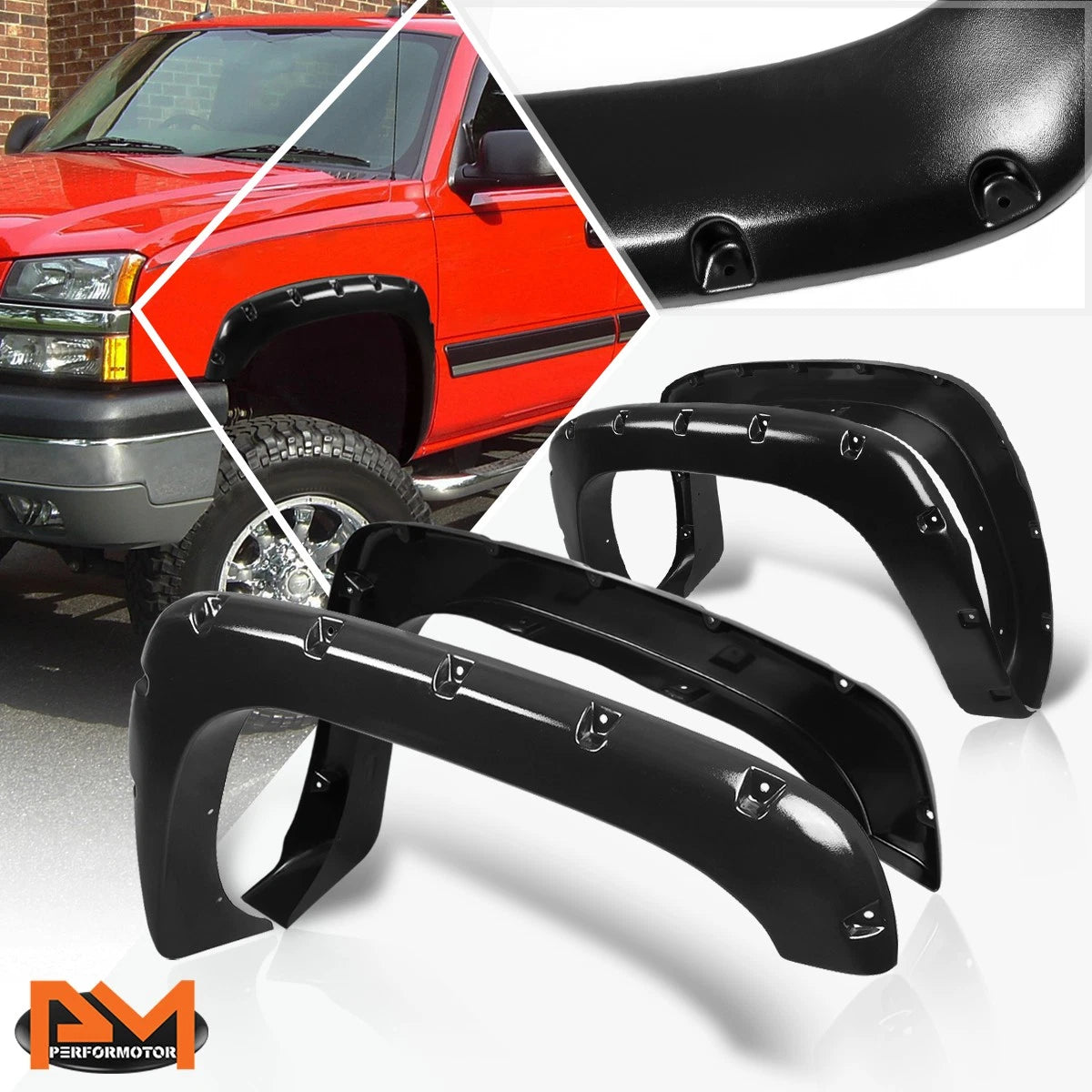 Set of 4 Pocket-Riveted ABS Wheel Fender Flares for Silverado (2003–2007)