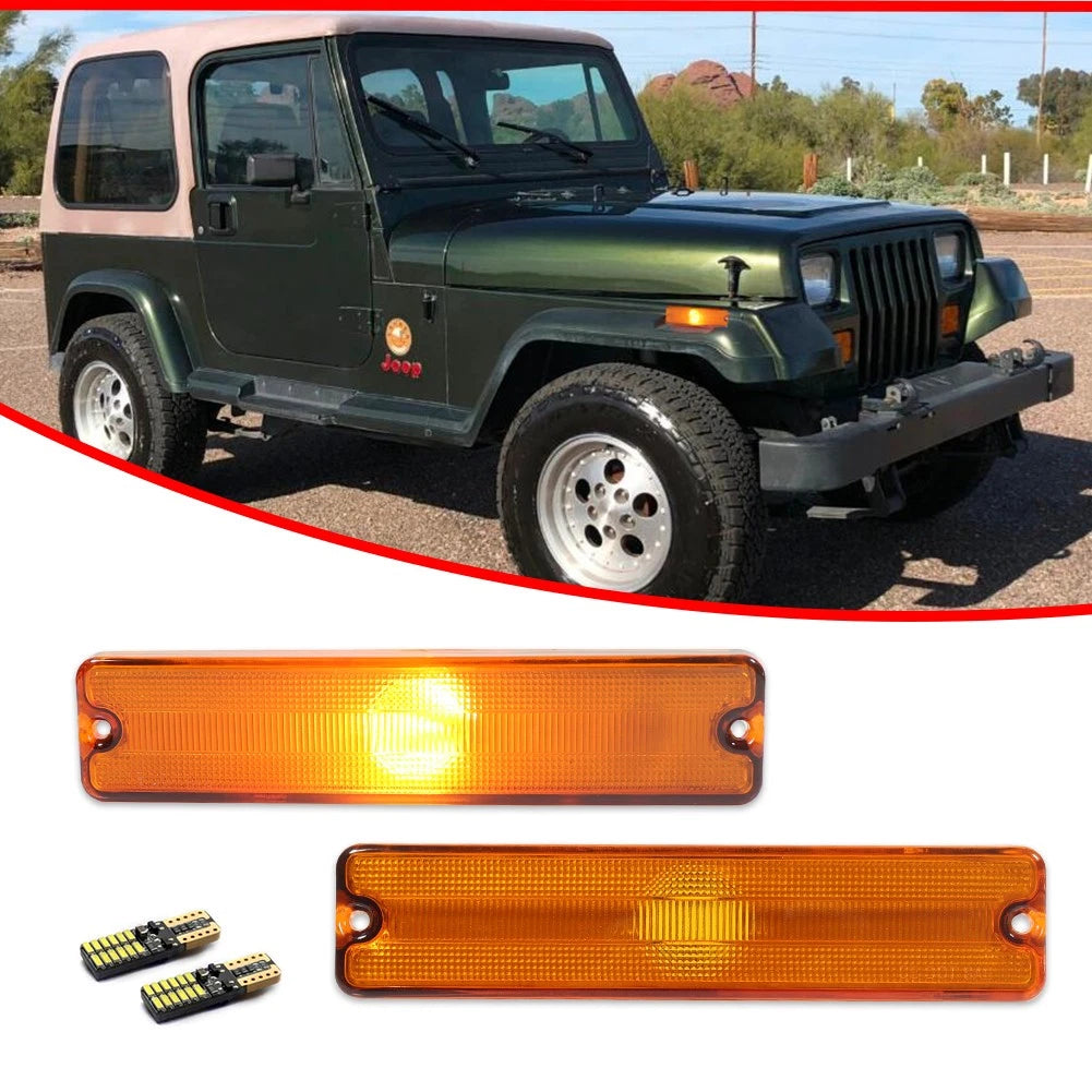 Amber Front Side Marker Light Lens with LED for Jeep Wrangler YJ (1987–1995)