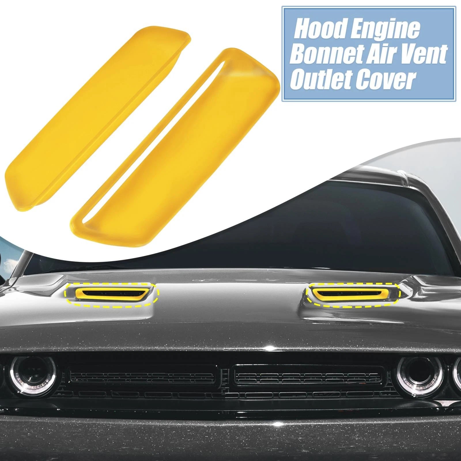 Pair Engine Hood Air Conditioner Outlet Cover Trim Yellow for Dodge Challenger (2015–2023)