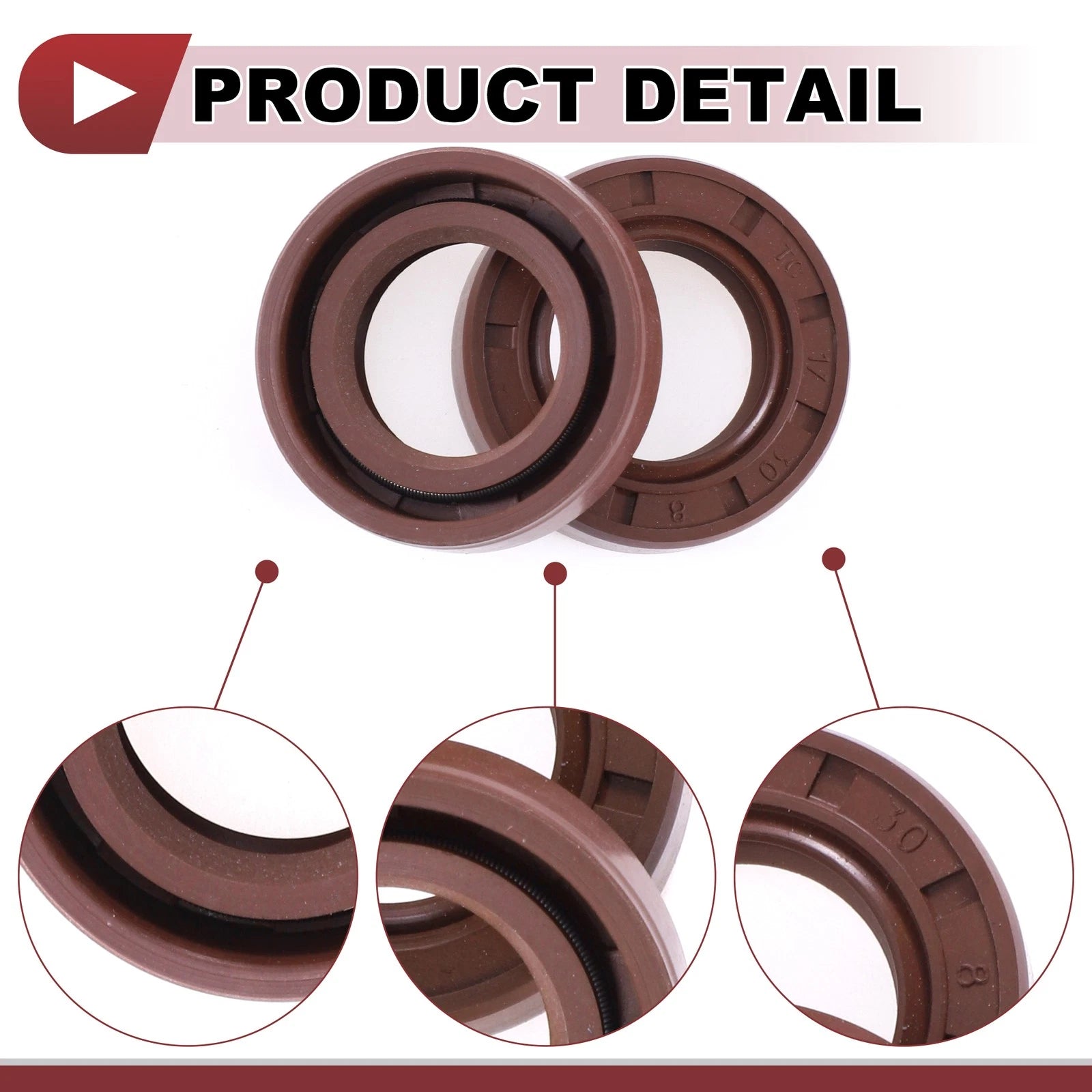 2X Oil Seal Rotary Shaft Seal FKM Rubber 17x30x8mm for Various Models