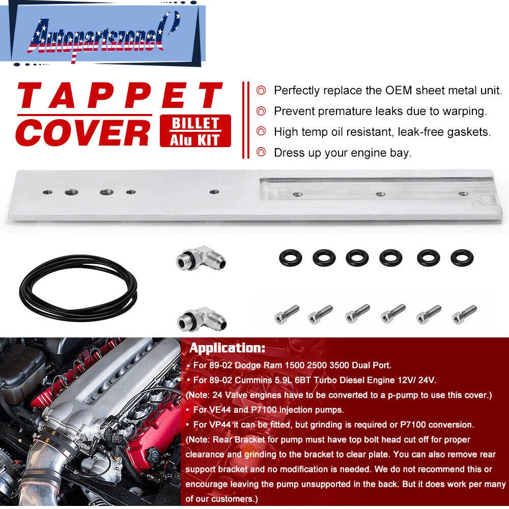 Aluminum Billet Tappet Cover Kit for Dodge Ram 5.9L 12v 24v (1989–2002)