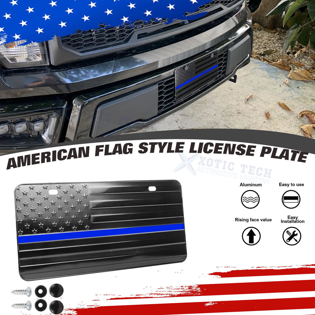 American Flag Embossed License Plate Vanity Gift for Universal Fit (One Size)