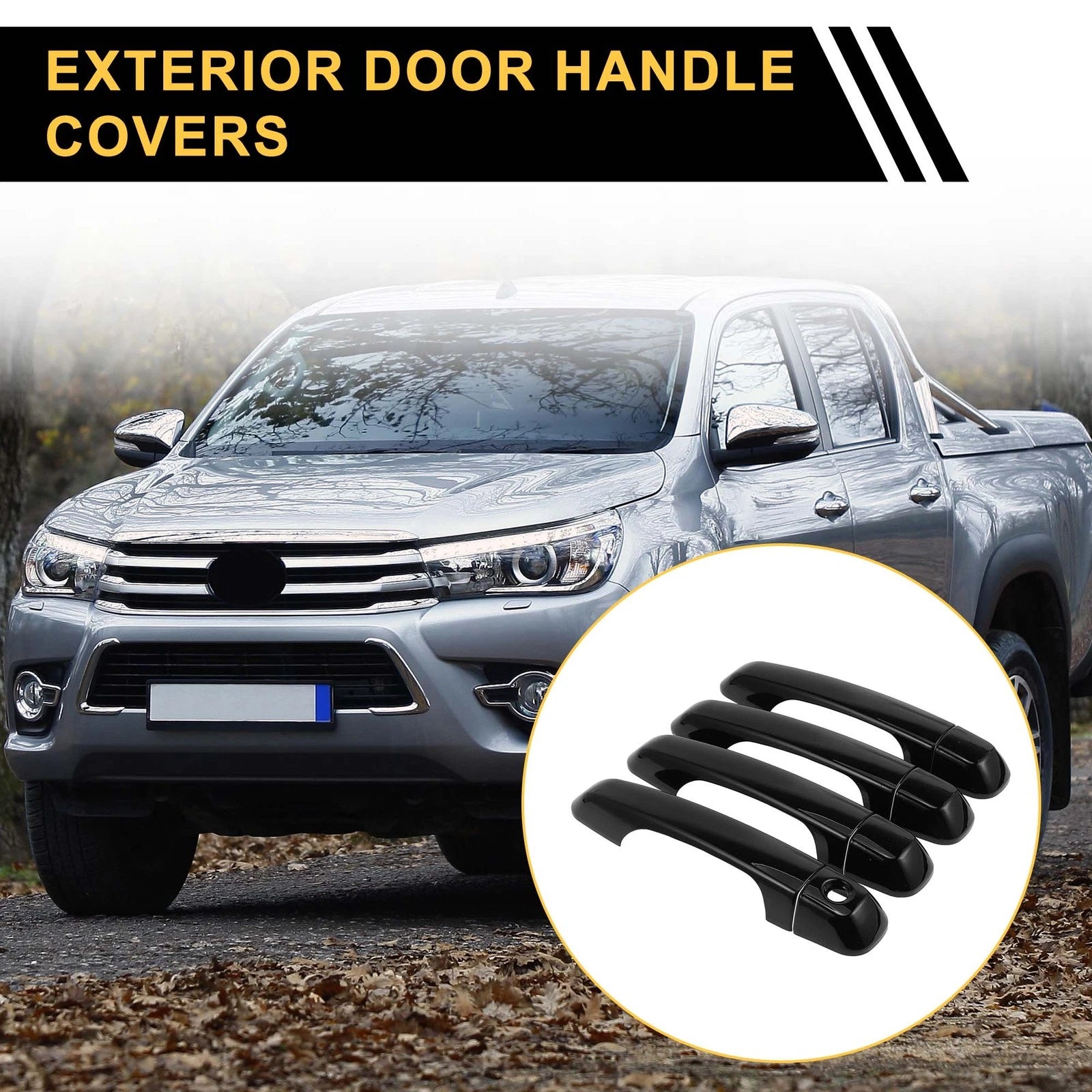 Set of 4 Exterior Door Handle Covers for Toyota 4Runner (2010–2019) Black