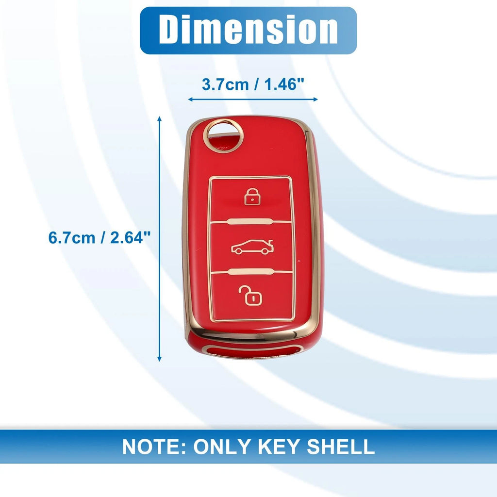 Silicone Key Fob Case Cover for Volkswagen Tiguan (2010–2017) Red