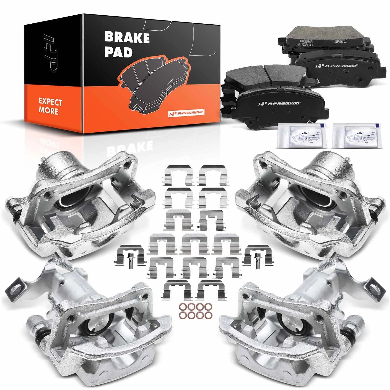 Front & Rear Ceramic Brake Pads & Calipers for Hyundai Elantra GT (2013–2017)