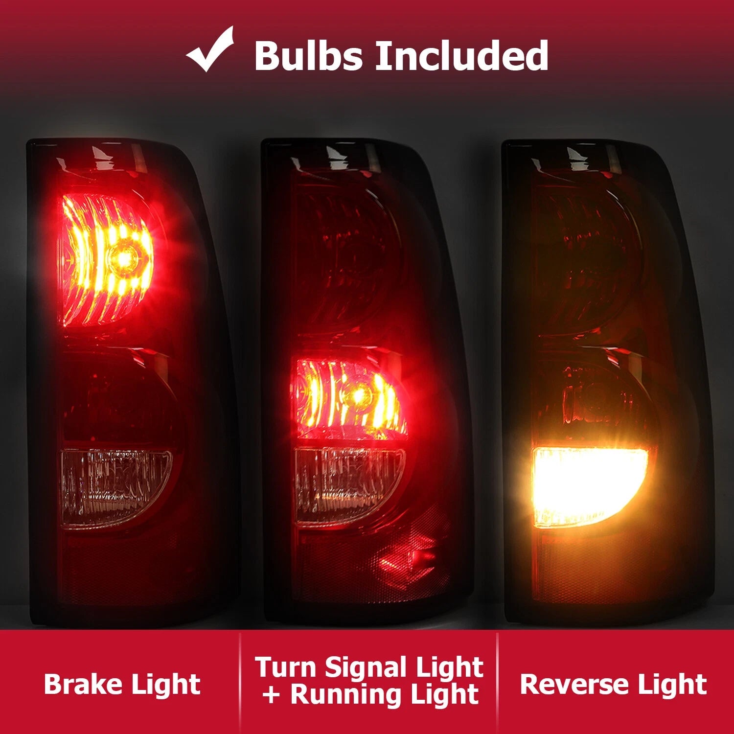 Tail Lights Brake Lamps Set of 2 for Chevy Silverado 1500 2500 3500 HD (2003–2006)