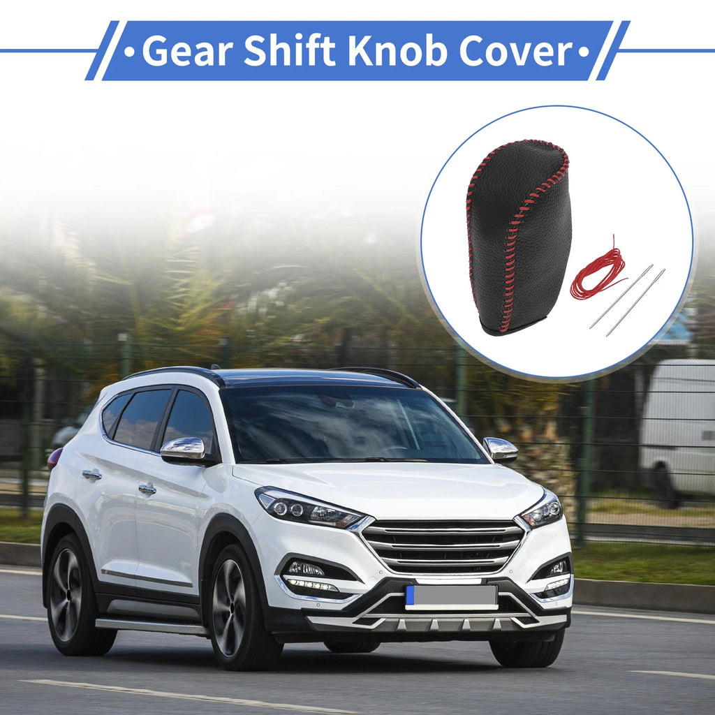 Gear Shift Knob Cover for Hyundai Tucson (2010–2013) Pebbled Black Red