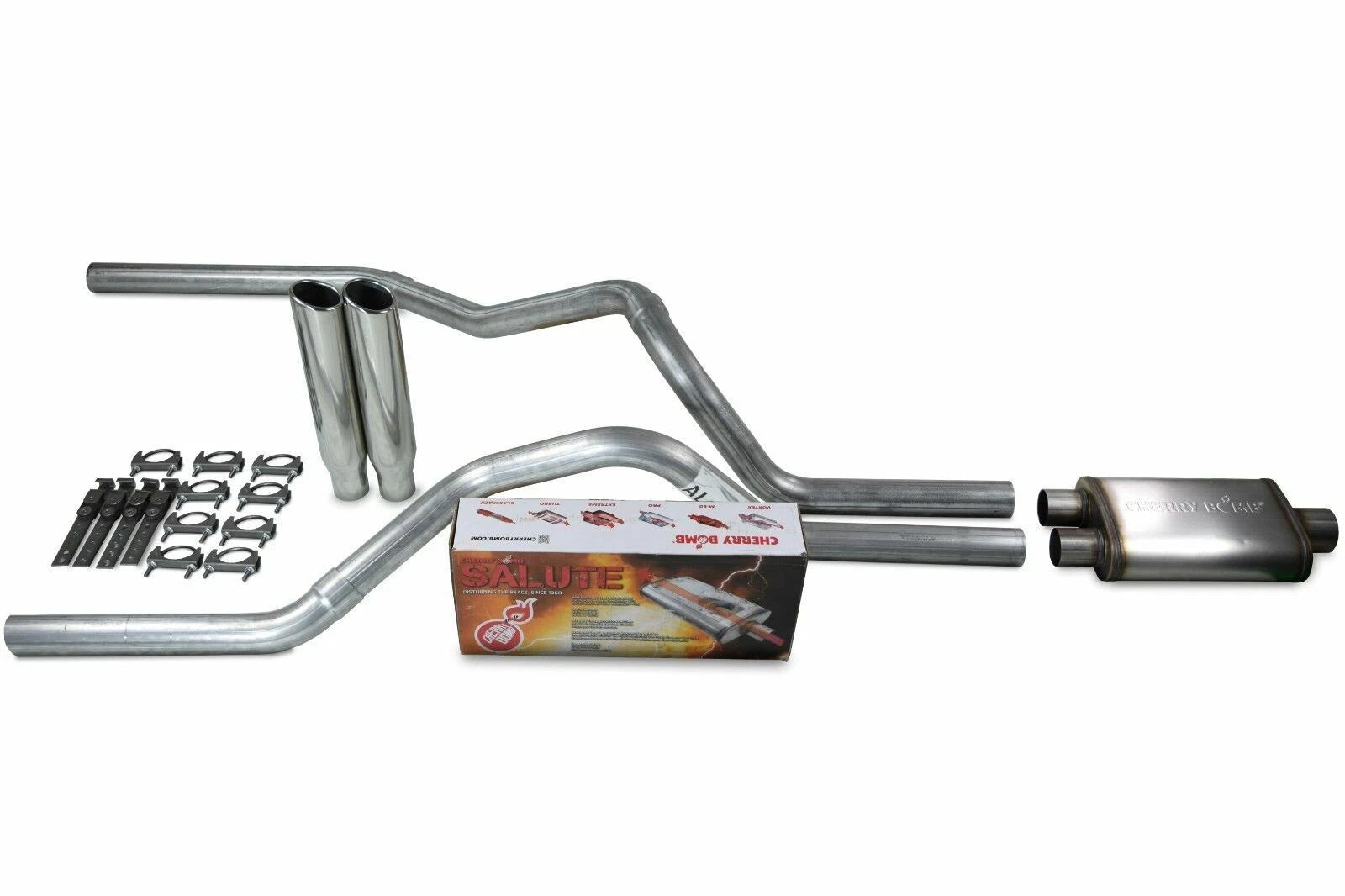 2.5" Dual Exhaust Kit for Chevy GMC 1500 (1999–2006) - Cherry Bomb Tips