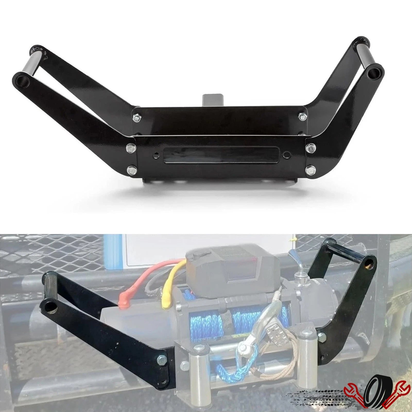 Foldable Winch Mounting Plate for Truck SUV (2" Tow Hitch Receiver)