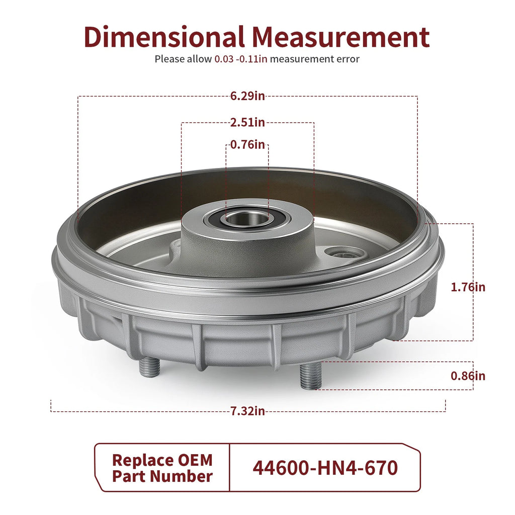 Front Brake Drum for Honda Rancher 350 TRX350TE TRX350TM (2000-2006)