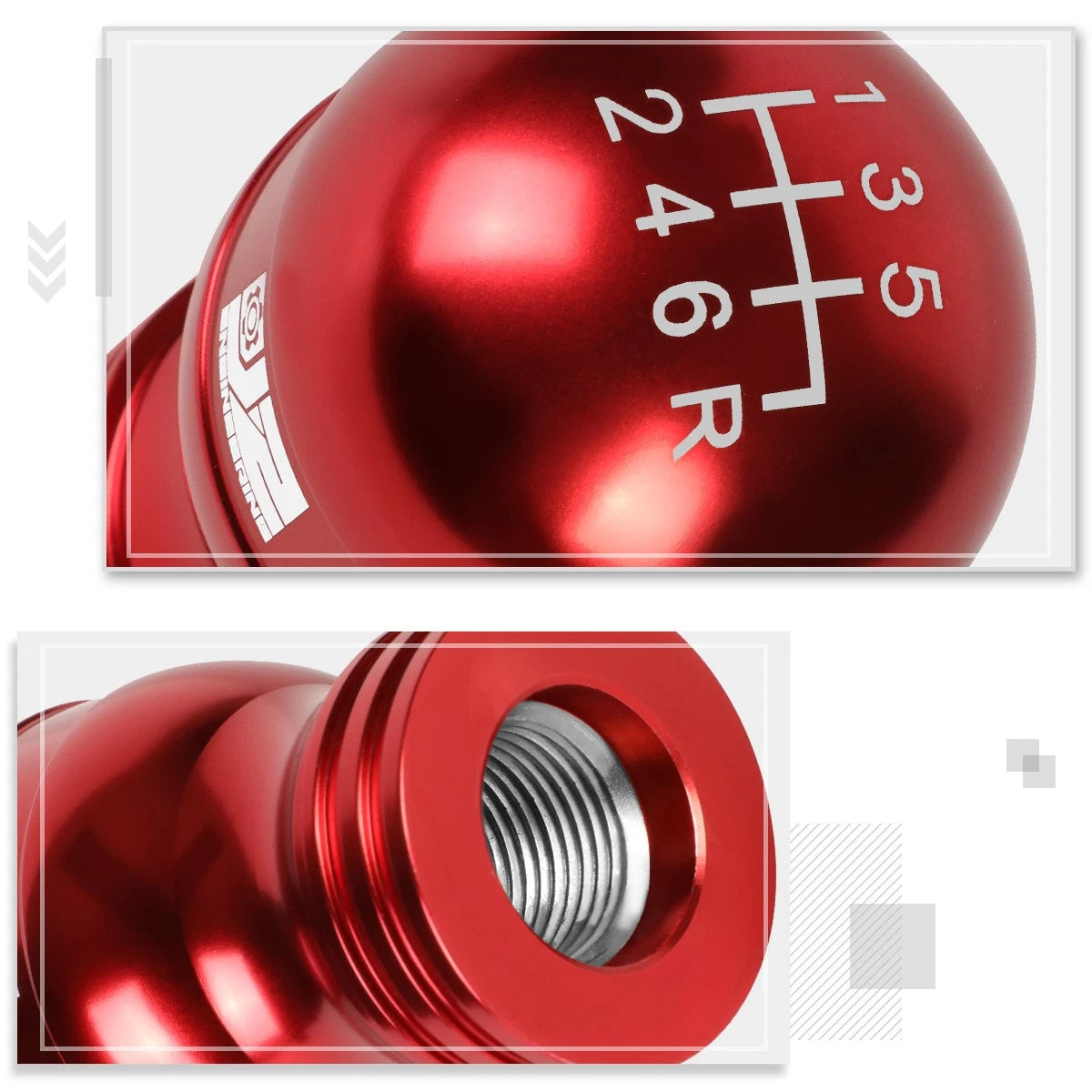 J2 Teardrop Shape Aluminum 6-Speed Manual Shift Knob for Universal Fit (RHD)