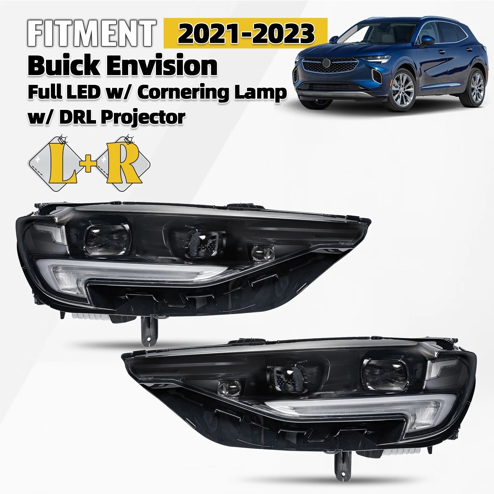 Full LED Headlight Projector Pair for Buick Envision (2021–2023)
