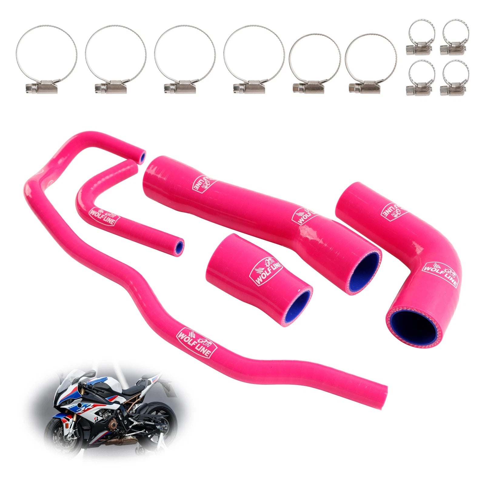 Silicone Radiator Coolant Hose Kit for BMW S1000RR (2019–2023) Pink