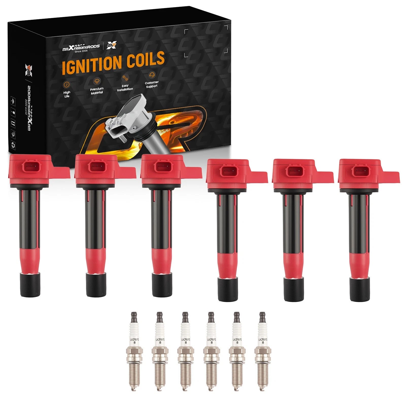 Set of 6 Ignition Coils & Spark Plugs for Acura TL (2009–2014)