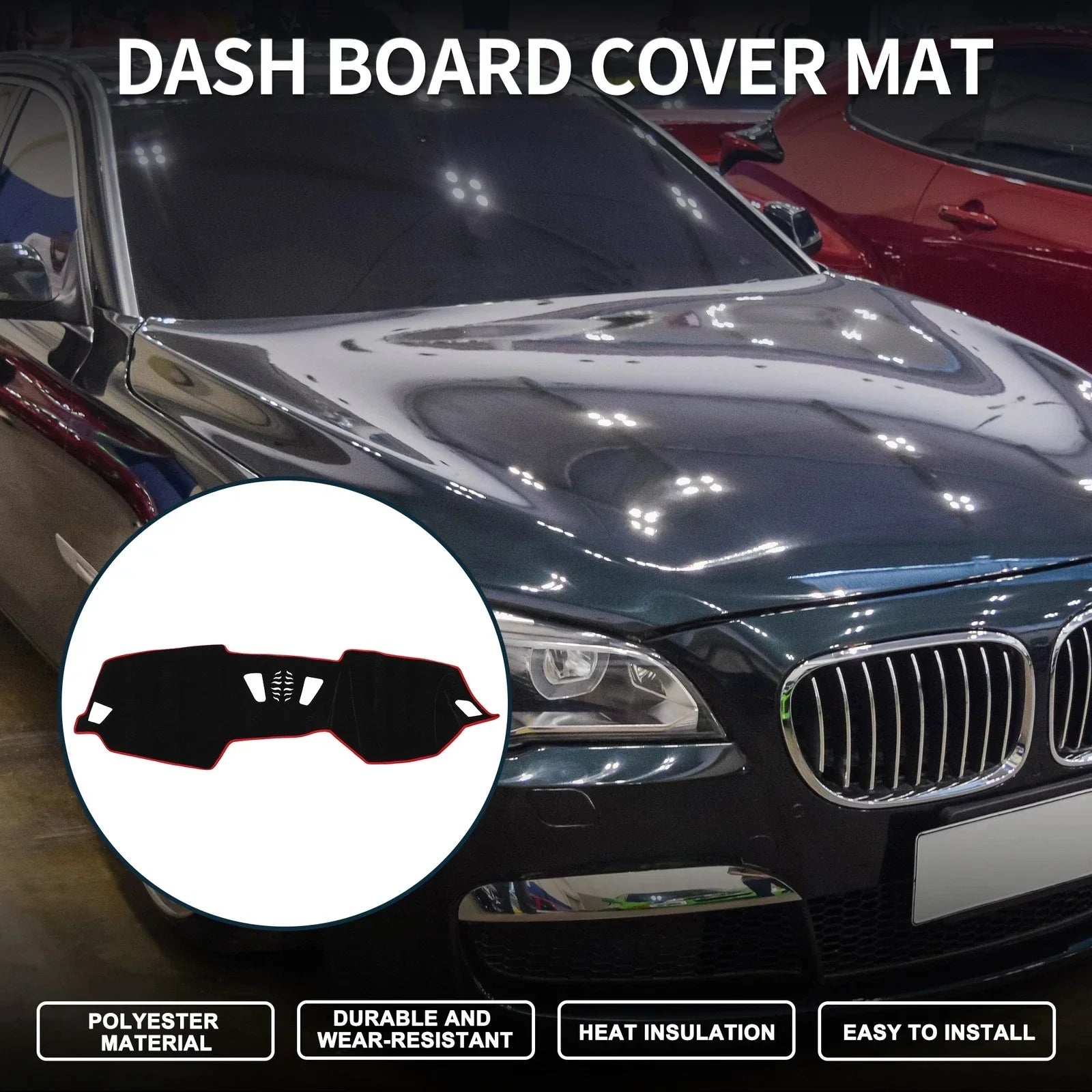 Dashboard Dash Cover Mat for BMW 4 Series Black Red