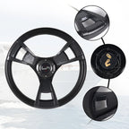 14" Billet Steering Wheel for Universal Fit - Black Grip, Carbon Fiber Trim