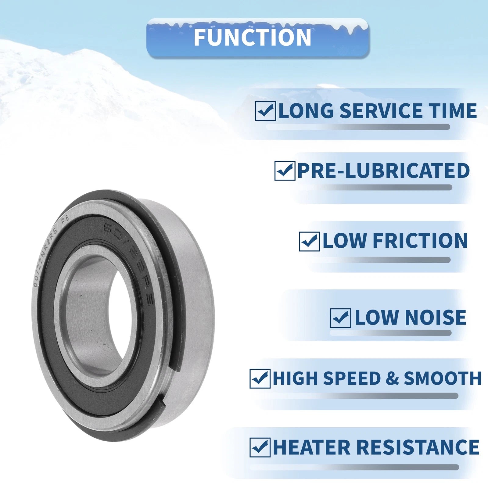 Deep Groove Ball Bearing 22x44x12mm for Scooter Skateboard (1Pc)