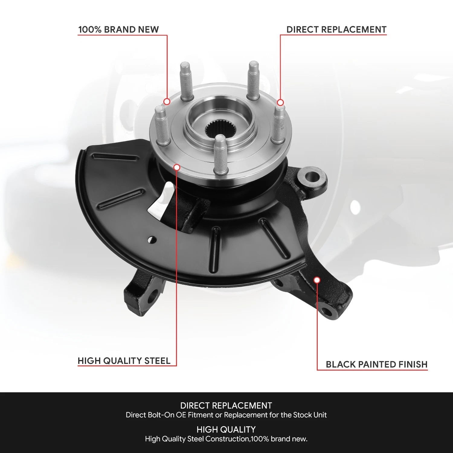 Front Driver Side Knuckle & Wheel Hub Bearing for Ford Escape 2001–2012