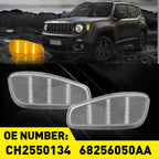 Fender Side Marker Light Turn Signal Amber Lamp Pair for Jeep Renegade (2015–2023)