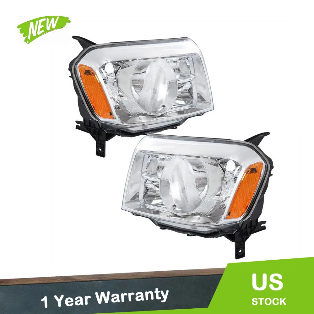 Front Headlights Pair for Honda Pilot (2009–2011) Halogen Clear