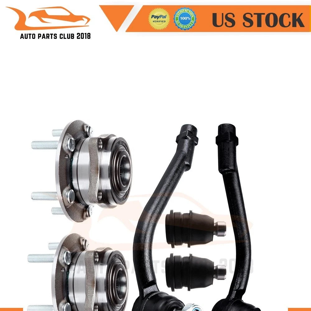 6pc Front Wheel Hub & Bearing Assembly, Tie Rods, Ball Joints for Kia (2012)