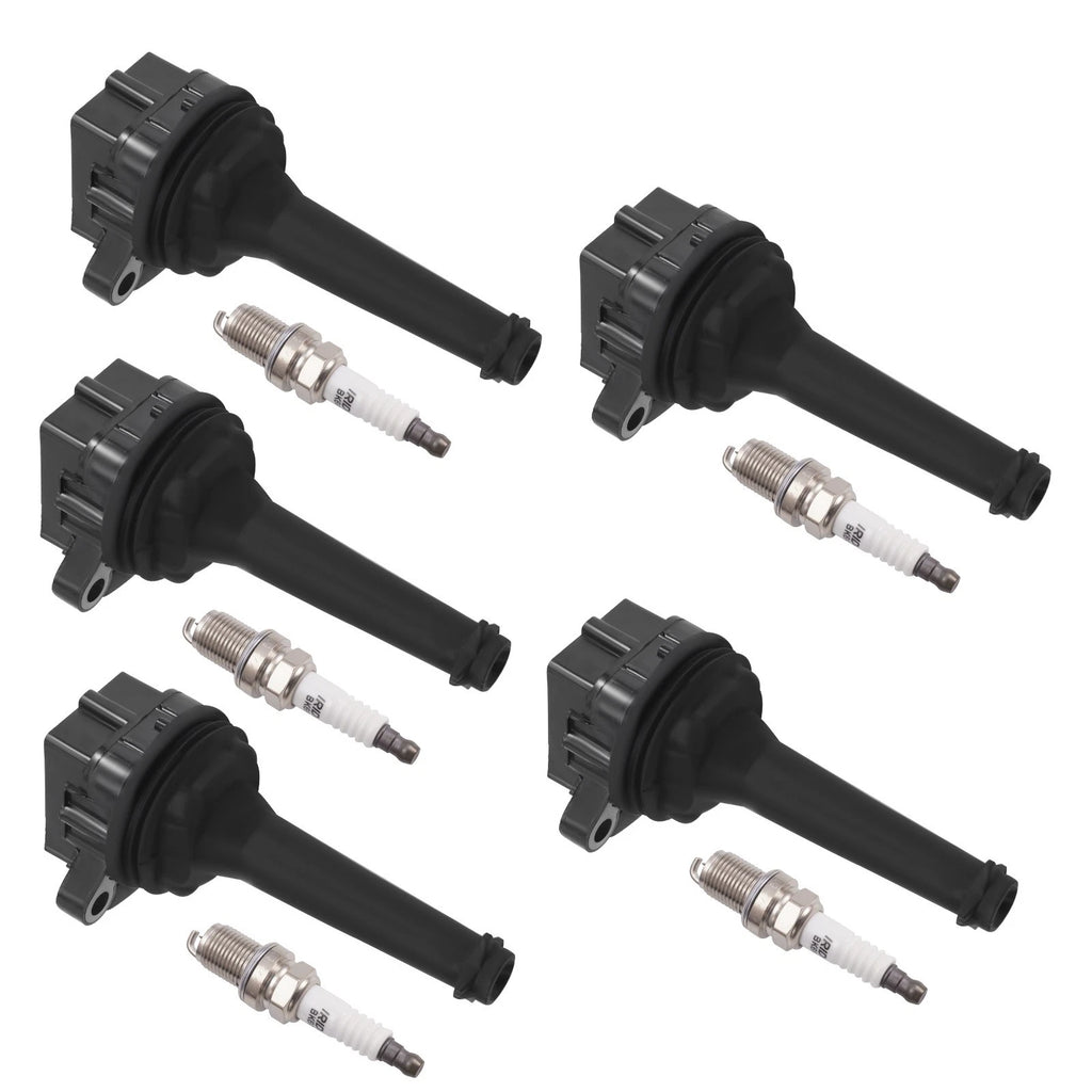 Set of 5 Ignition Spark Plugs for Volvo C70 S60 S70 S80 V70 XC70 XC90 (1998–2009) UF341
