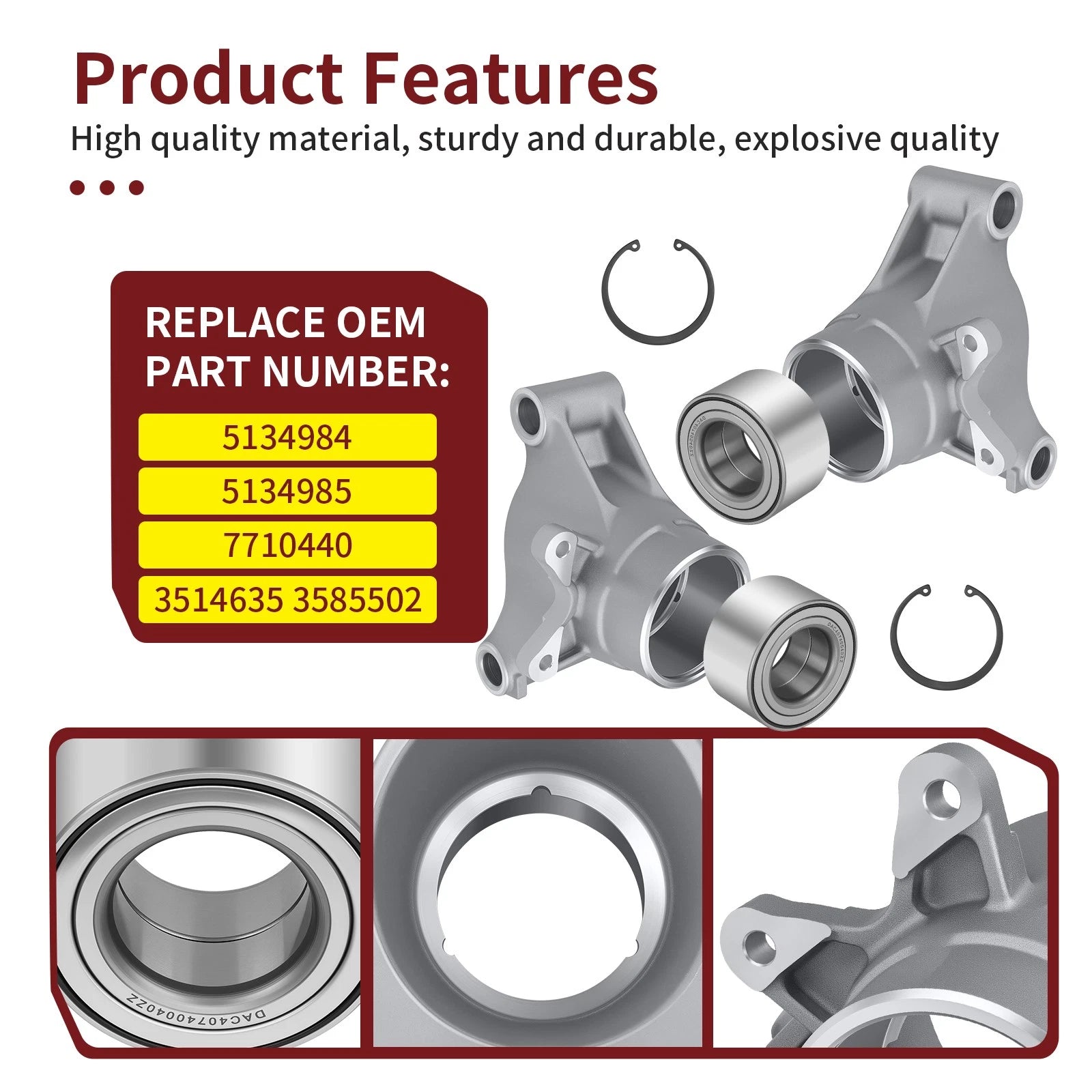 2pcs Rear Wheel Carrier & Bearing Kit for Polaris RZR 800 (2008–2014)