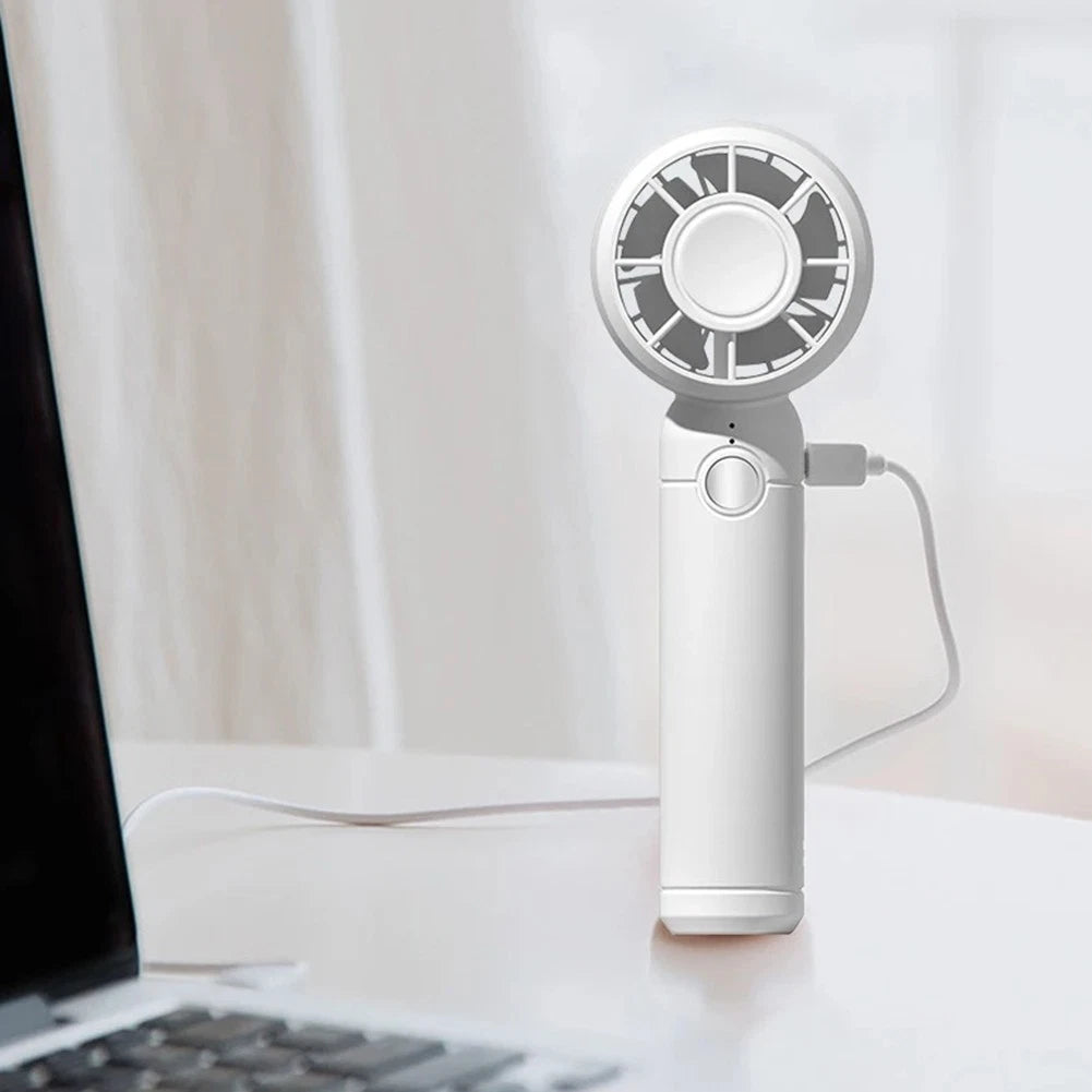 USB Rechargeable Handheld Fan with 3 Speeds for Desk Travel Outdoor