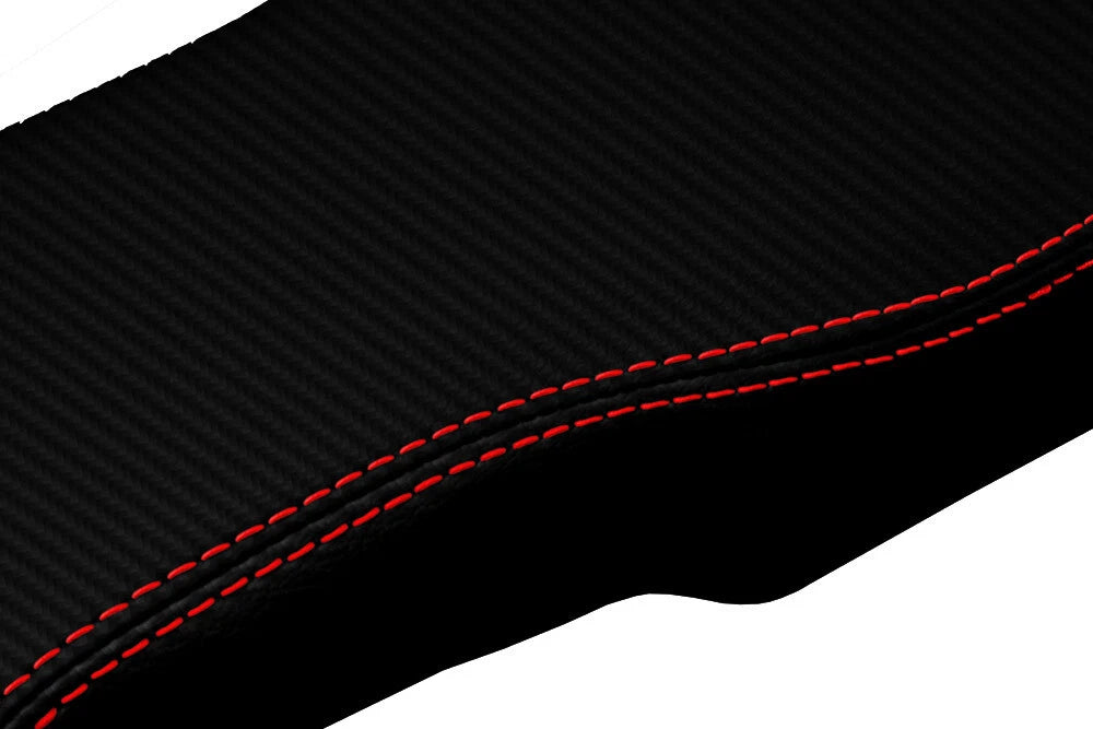 Console Lid Cover for Lincoln Town Car (2003–2011) - PVC Carbon, Red Stitch