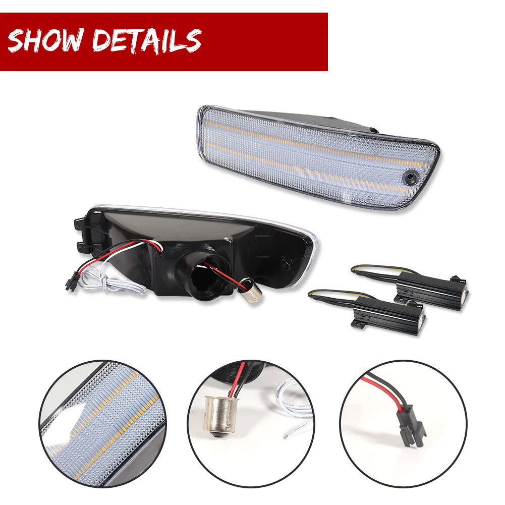 2X Clear Front Bumper Switchback LED Parking Signal Light for Acura Integra (1992–1993)